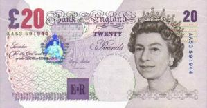 british banknote 20 pounds sterling obverse